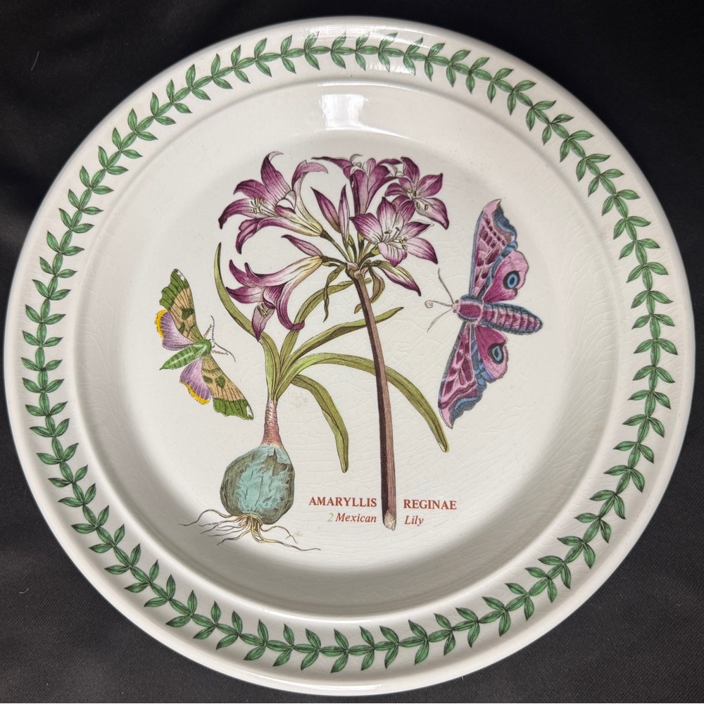 Portmeirion Botanic Amaryllis White and Purple Dinnerware Botanical Moth Plate